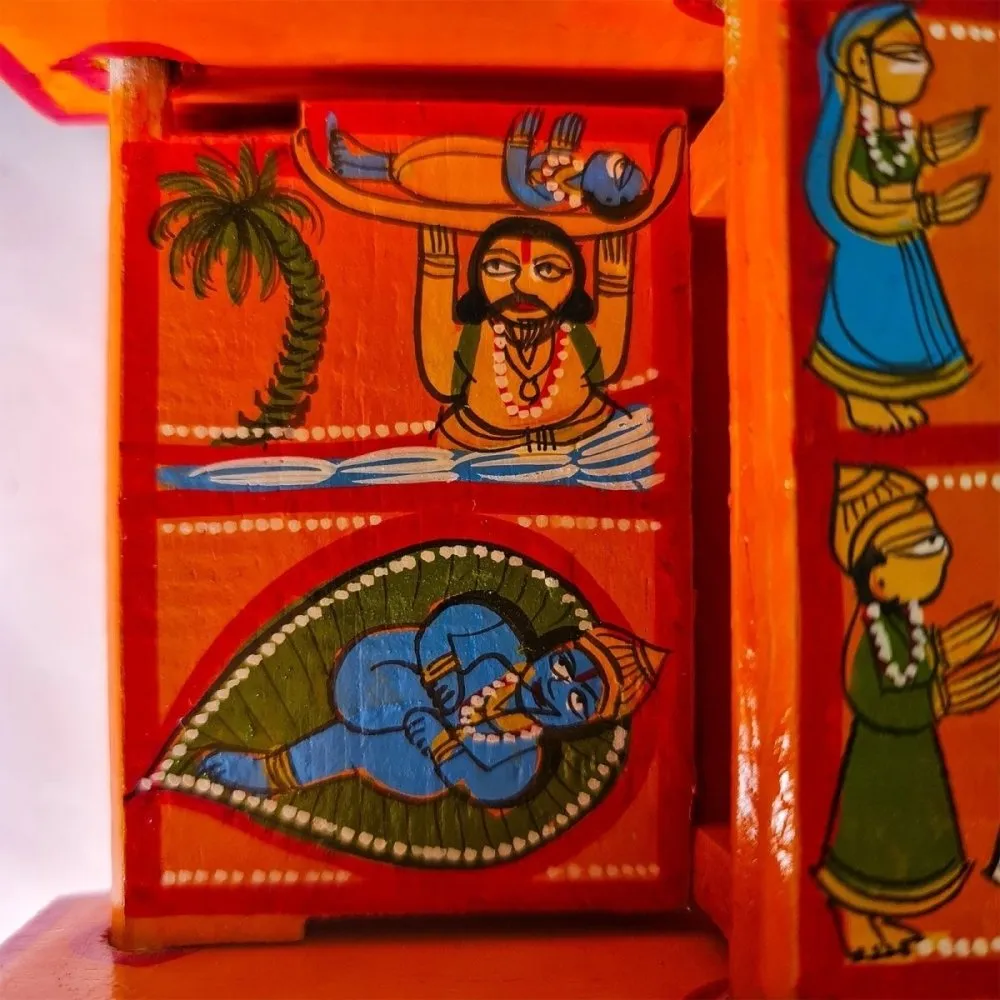 Orange Handcrafted Wooden Box of Stories  (M)