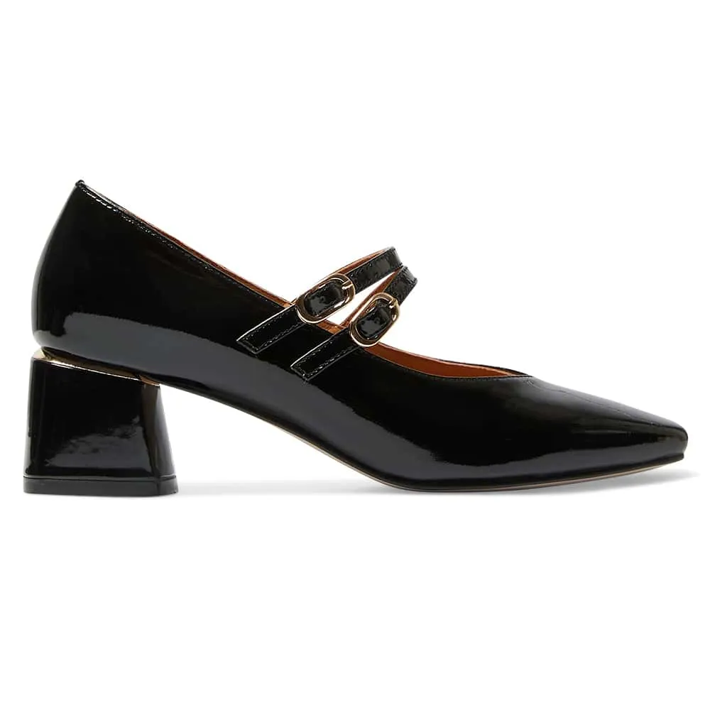 Pisa Heel in Black Patent