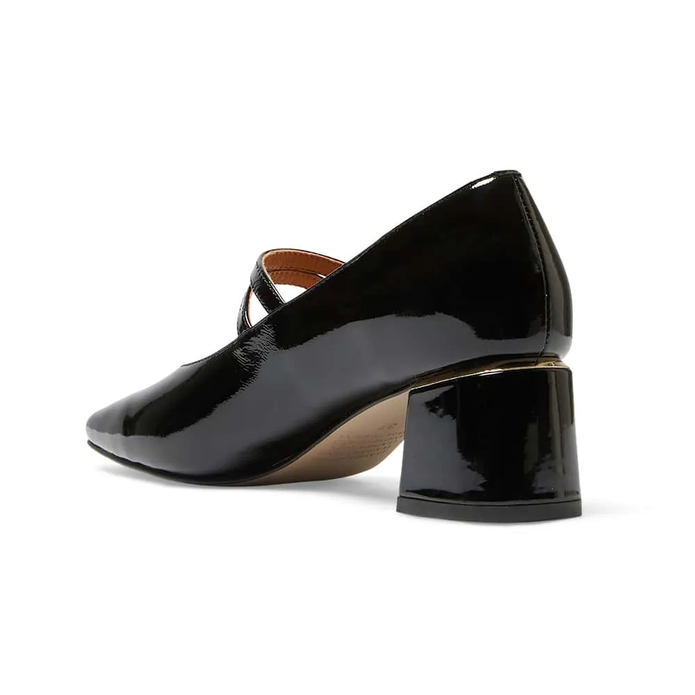 Pisa Heel in Black Patent