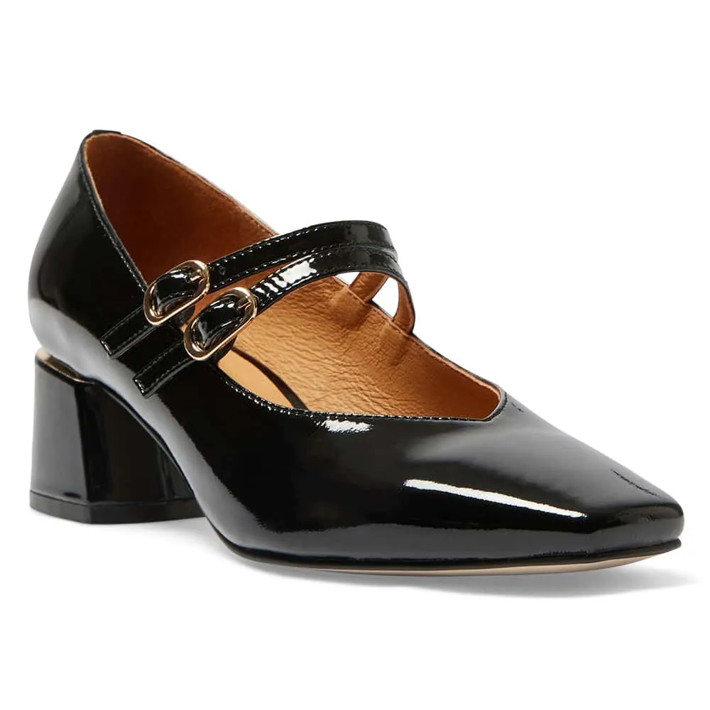 Pisa Heel in Black Patent