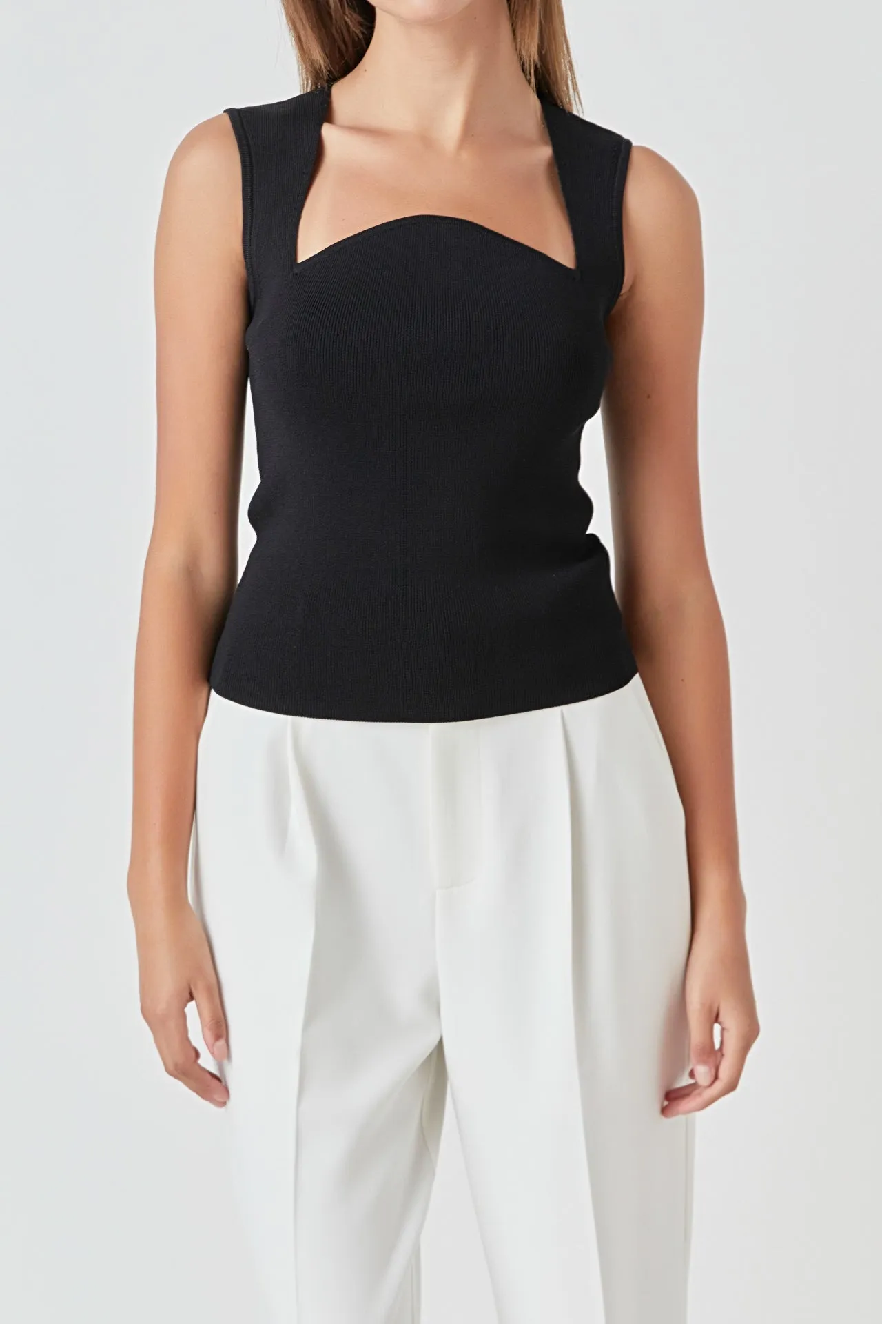 Ribbed Knit Sleeveless Top