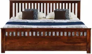 RJ ART Solid Wood King Bed (Finish Color - Dark Honey Finish, Delivery Condition - DIY(Do-It-Yourself))