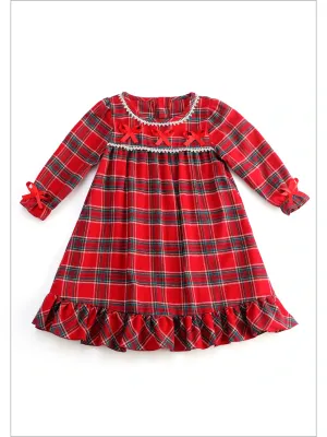 Slumber Party Red Checkered Pajama Dress