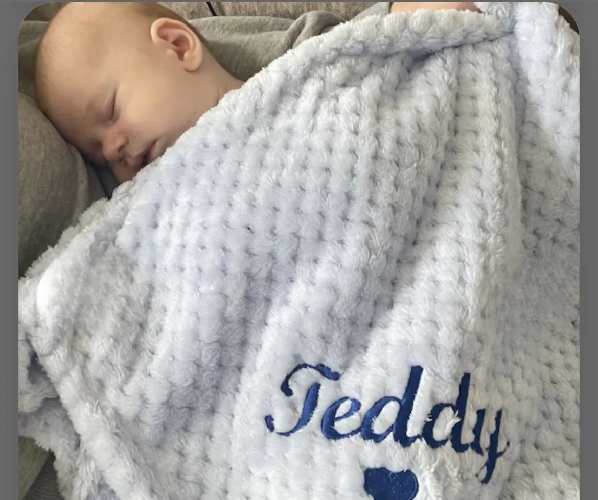 Super Soft Embroidered Personalised Baby Blanket