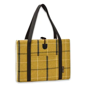 Travel Dog Bed - Gold Country Plaid with Fluffy Wool Lining