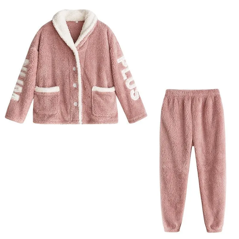 Warm Coral Velvet Pajamas Women Autumn Winter Pajamas Suit Couple Home Clothes