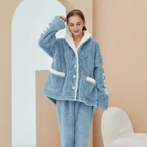 Warm Coral Velvet Pajamas Women Autumn Winter Pajamas Suit Couple Home Clothes