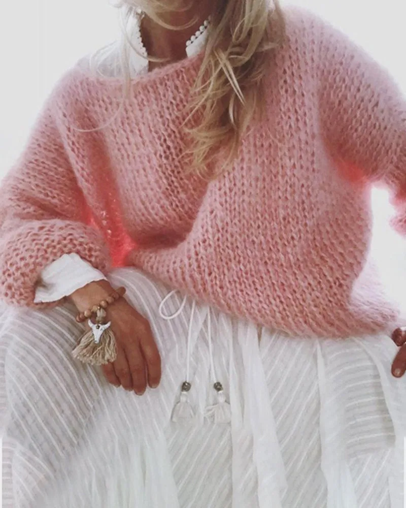 Women's Chic Oversized Fluffy Knit Jumper | Ideal for Autumn/Winter